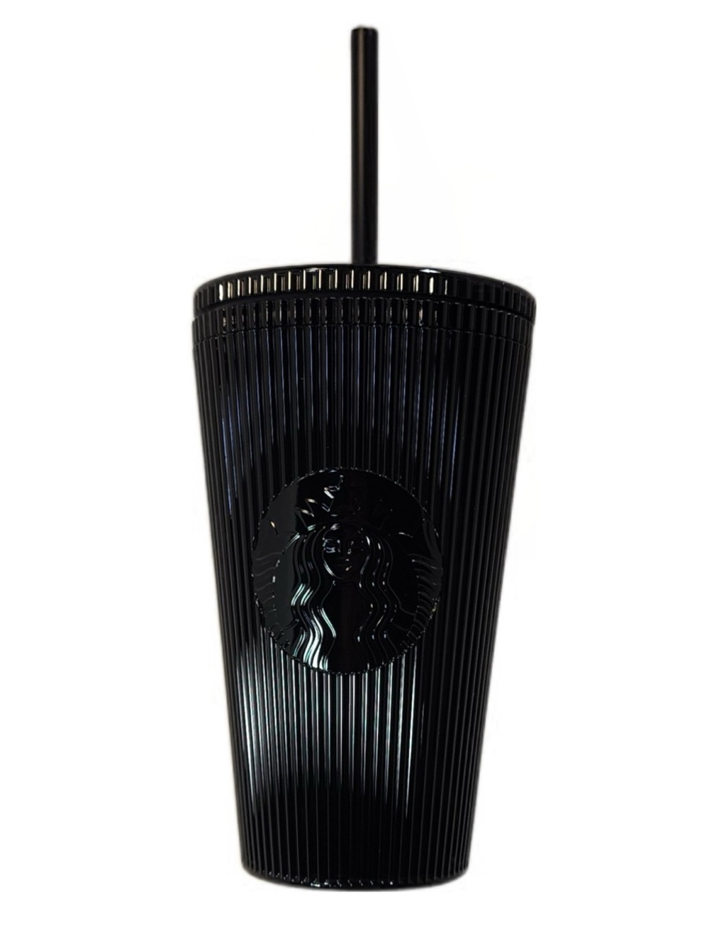 Starbucks 2024 Black Pleated Metallic Core Tumbler 16OZ